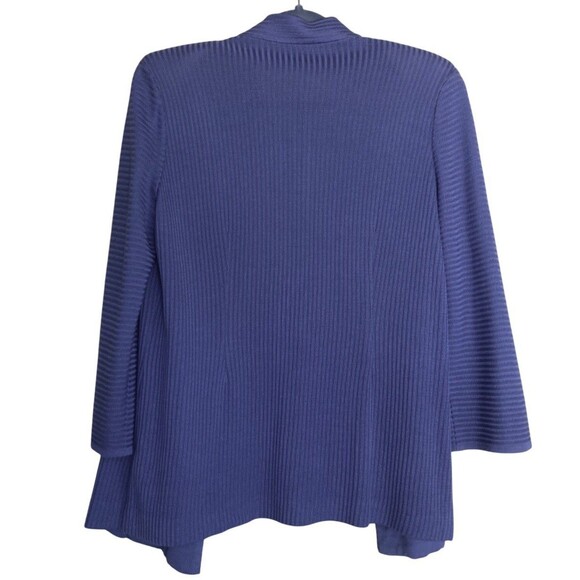 Misook Women's Textured Knit Open Cardigan Purple Sz M Old Money Capsule - Picture 2 of 6